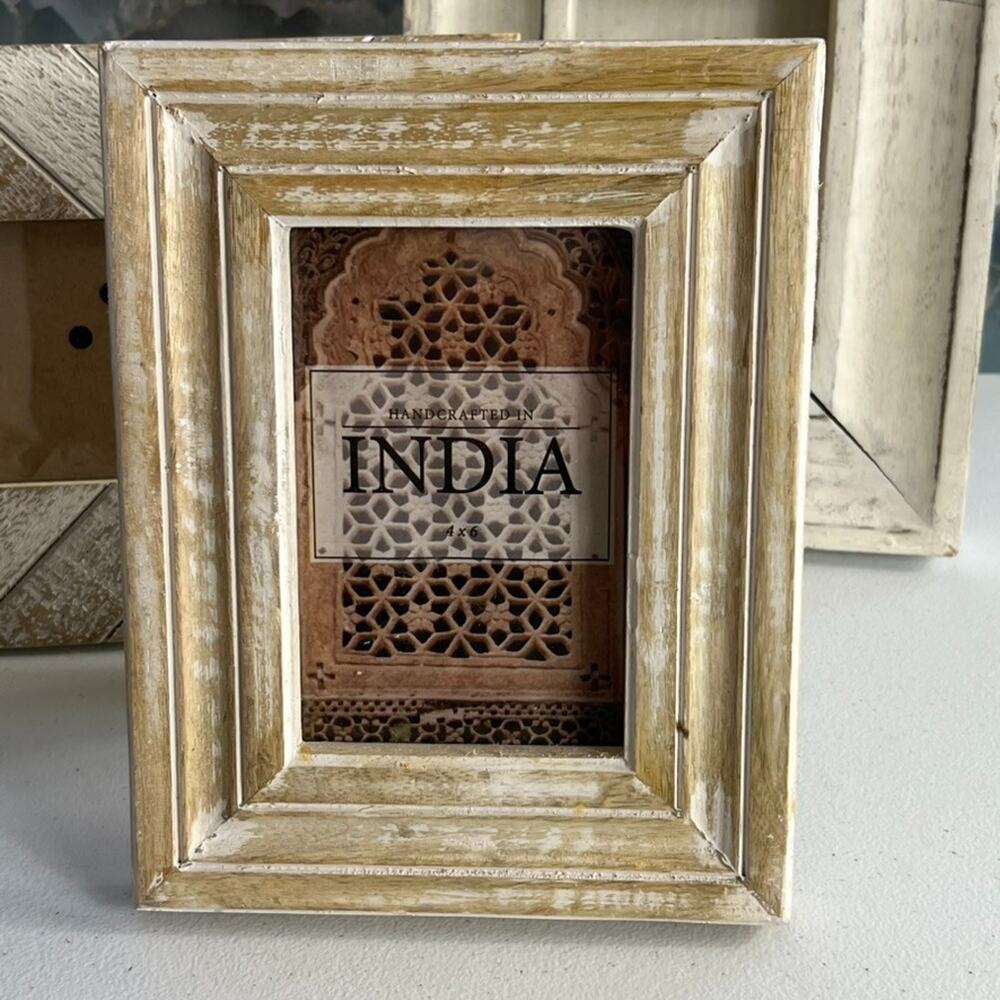 Wooden Picture Frames Distressed Look Set of 3 Different Sizes Farmhouse Cottage - Picture 3 of 16